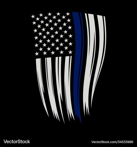 Thin blue line american flag - blue line american Vector Image