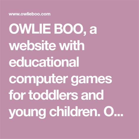 OWLIE BOO, a website with educational computer games for toddlers and ...