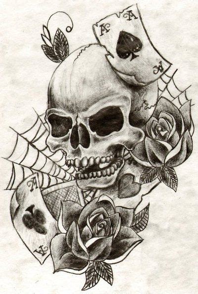 Skull,Cards,Roses and Cobwebs Cool Skull Drawings, Skull Sketch, Skull ...