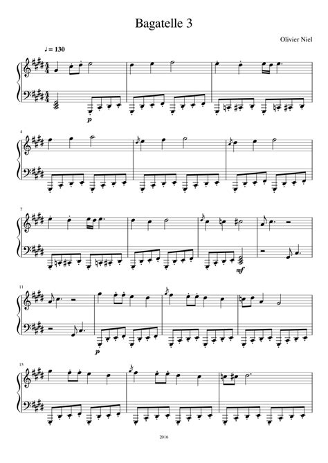 Bagatelle 3 sheet music for Piano download free in PDF or MIDI