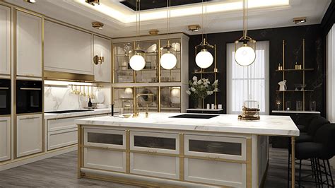 Kitchen Exquisite Architecture White Background, Kitchen, Fine, Building Background Image And ...