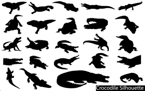 A set of crocodile silhouette 15707104 Vector Art at Vecteezy