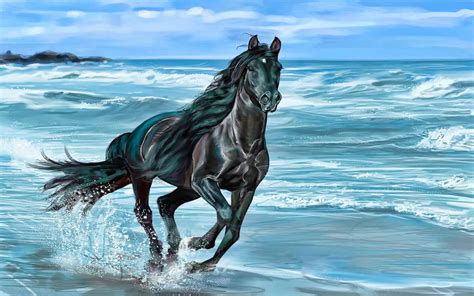 Running Black Horse Hd Wallpaper Download