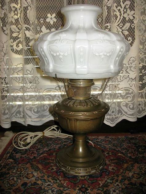 Antique Aladdin No 8 BrassTable Lamp - No 401 White Satin Shade â Electrified | Lamp, Absinthe ...