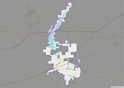 Map of Highland city, Illinois - Thong Thai Real