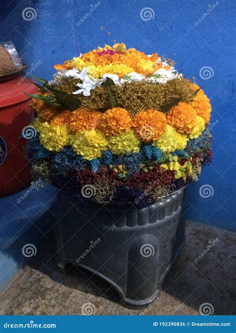 Flowers Bathukamma Decoration Stock Photo - Image of telangana, flowers: 192390836