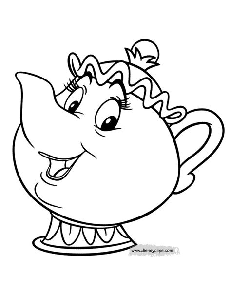 the teapot from disney's beauty and the beast is smiling with her mouth open