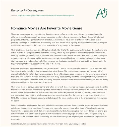 Romance Movies Are Favorite Movie Genre - PHDessay.com