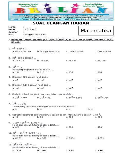 Soal Matematika Kelas 5 Sd Bab 2 Pangkat Dan Akar Bilangan Bulat - Mobile Legends