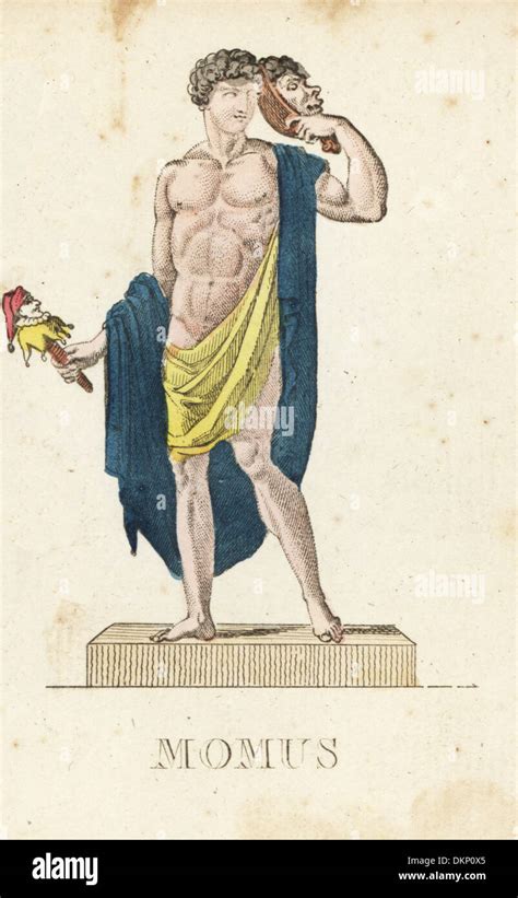 Momus, Greek god of mockery,holding a mask and puppet Stock Photo - Alamy