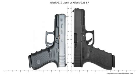 Glock G19 Gen4 vs Glock G21 SF size comparison | Handgun Hero