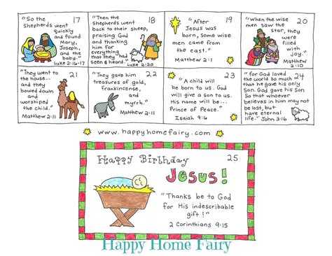 Bible Verse Advent Countdown for Kids - FREE Printable! - Happy Home Fairy | Countdown for kids ...