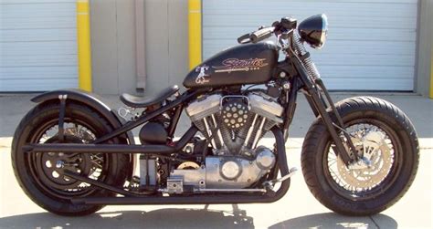 Sportster with a weld-on hard tail kit. Love them fat tires. | Wimmer ...