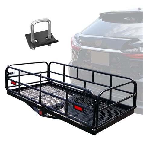 Buy 500 Lbs Heavy Duty Hitch Cargo Carrier 60" x 24" x 14.4" Folding Cargo Rack Rear Luggage ...