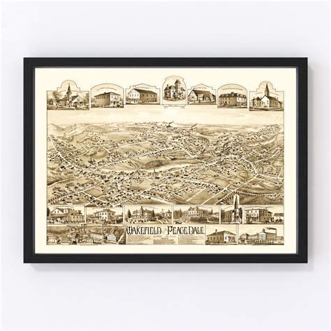 Wakefield Map 1888 Old Map of Wakefield Rhode Island Art Vintage Print ...