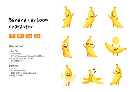 Banana Cartoon Character Graphic by INNNI · Creative Fabrica