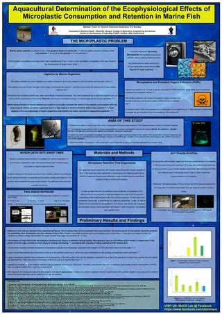 Aquacultural Determination of the Ecophysiological Effects of Microplastic Consumption and ...