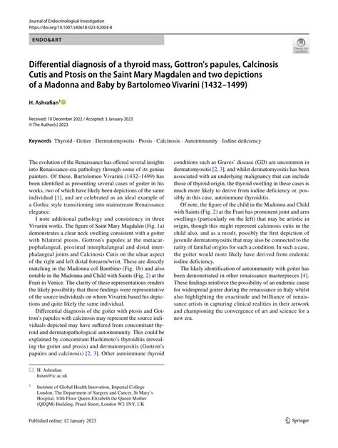 (PDF) Differential diagnosis of a thyroid mass, Gottron's papules, Calcinosis Cutis and Ptosis ...