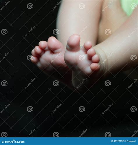 Newborn Baby Feet Isolated on Black Stock Photo - Image of healthy, blanket: 80127052