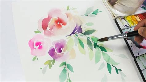 [LVL2] Watercolor Flowers Tutorial - Step by Step - YouTube