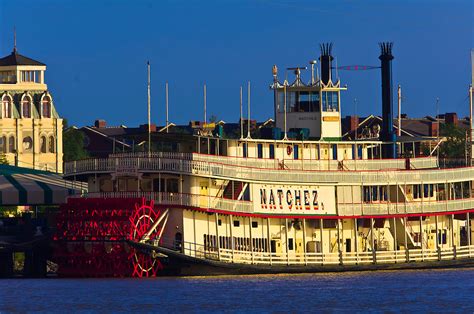 View of the Natchez riverboat and the French Quarter from across the ...