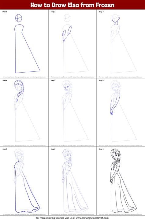 How to Draw Elsa from Frozen printable step by step drawing sheet ...