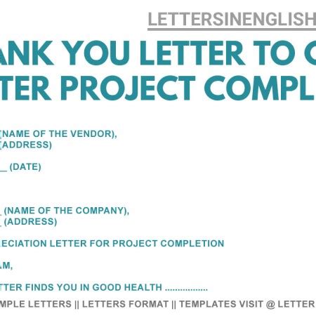 Thank You Letter after Project Completion to Client - Sample Thank You Letter to Client After ...