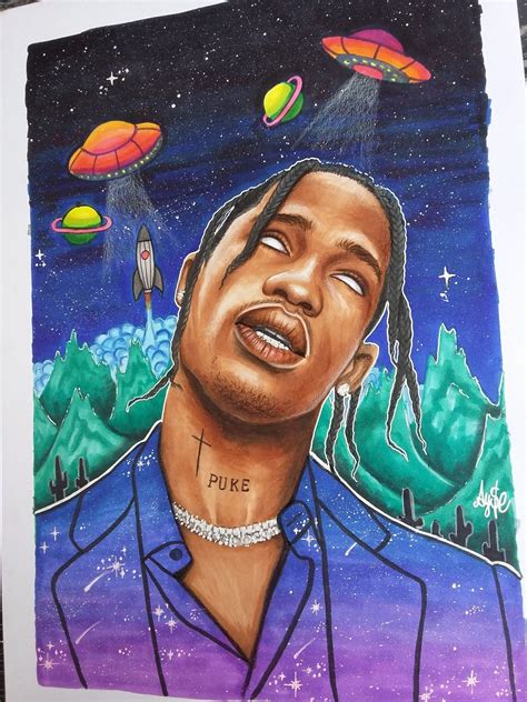 Travis Scott Painting : Travis Scott Rapper Canvas Painting Wall Art ...