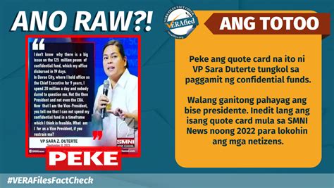 VERA FILES FACT CHECK: Sara Duterte quote on spending ‘P20M confidential funds a day’ is FAKE