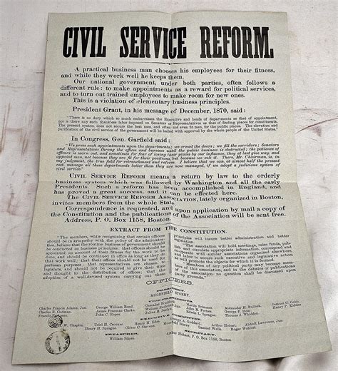 Civil Service Reform (Original Broadside - circa 1881) by Civil Service ...