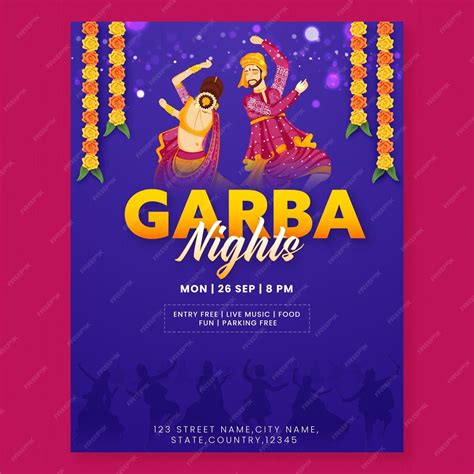 Premium Vector | Garba Night Party Invitation Card With Indian Young Couple Dancing Together And ...