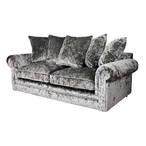 Charlotte Crushed Velvet Sofa Chesterfield 3 Seater in Silver | Crushed | Crushed velvet sofa ...