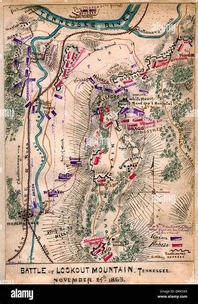 Map of Battle of Lookout Mountain, | Art prints, Mountain art print, Mountain art