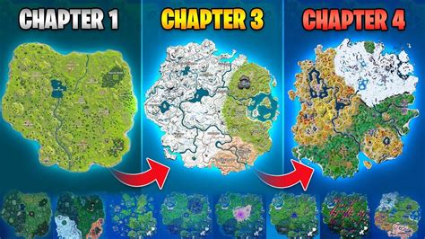 Evolution map Fortnite ( Chapitre 1 -Chapitre 4 ) - YouTube