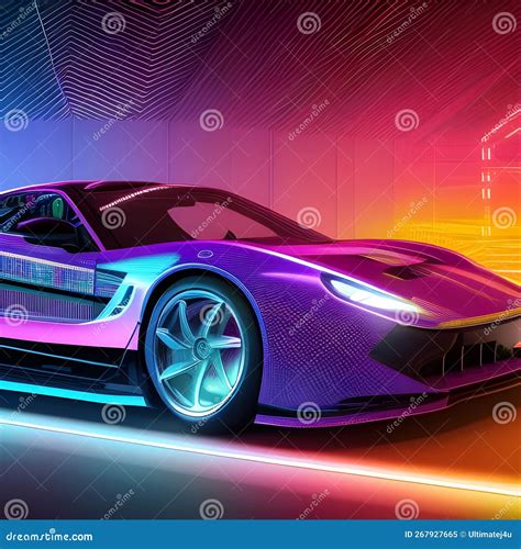 Neon Race Sports Car Light Cyberpunk Purple Yellow Background Ai ...