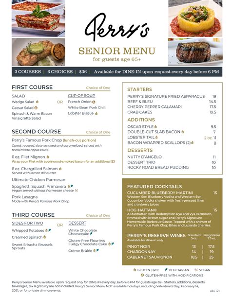 Senior Menu - Perry's Steakhouse & Grille