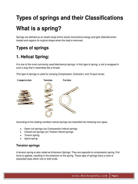 Types of Springs and Their Classifications | PDF | Mechanical Engineering | Manufactured Goods