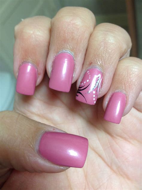 Cute pink nails with a design | Cute pink nails, Pink nails, Nails