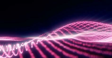Abstract pink energy magic waves from glowing particles and lines futuristic hi-tech background ...