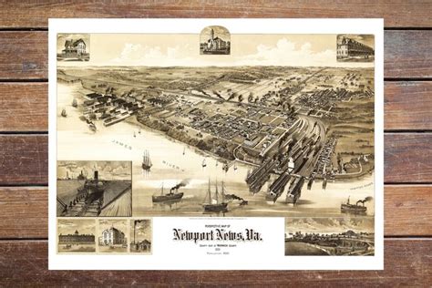 Vintage Map of Newport News, Virginia 1891 by Ted's Vintage Art ...