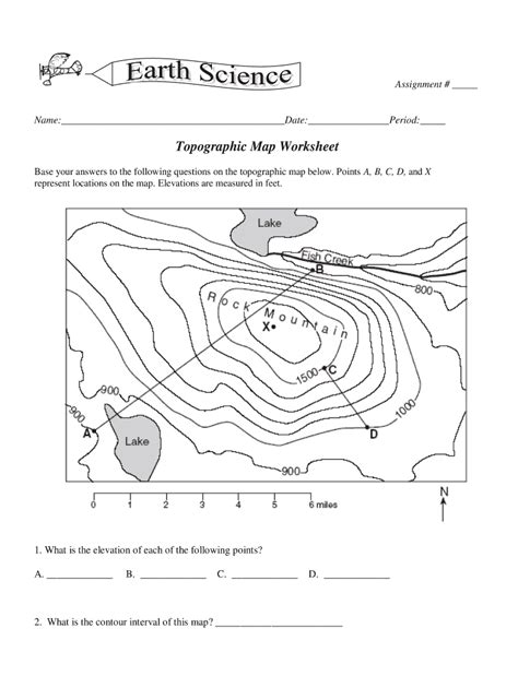 Topographic Map Worksheet Answers