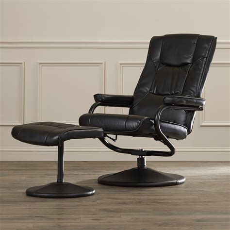 Charlton Home Soft Leather Reclining Office Chair and Ottoman Set ...