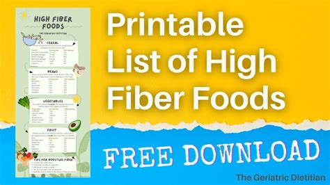 Printable List of High Fiber Foods (Free PDF & Bonus Recipe) - The ...