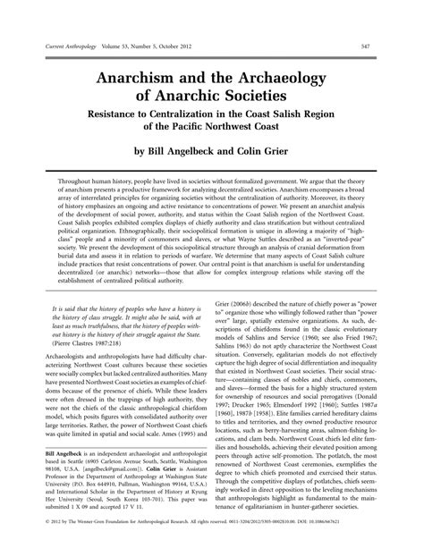 (PDF) Anarchism and the Archaeology of Anarchic Societies: Resistance to Centralization in the ...