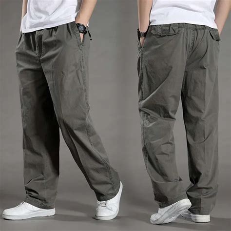 Big Size Casual Men Joggers Pants Straight Loose Wide Cargo Pants ...