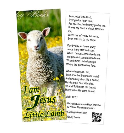 I Am Jesus' Little Lamb Printed Hymn Bookmarks W Song - Etsy