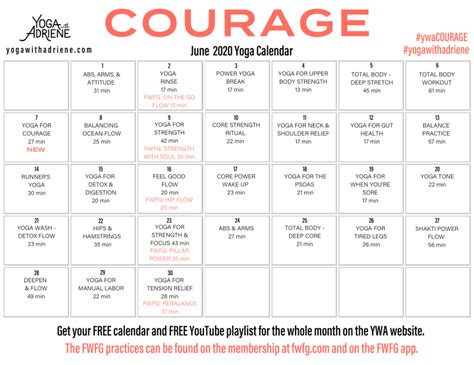 Yoga With Adriene Calendar - Printable Word Calendar