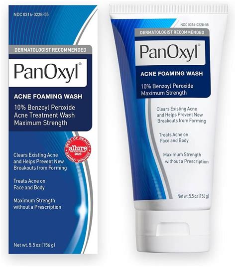 PanOxyl Acne Foaming Wash Benzoyl Peroxide 10% Maximum Strength ...