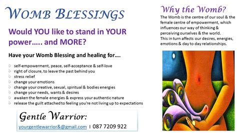 WOMB BLESSINGS & HEALINGS 1-2-1 SESSIONS - Gentle Warrior