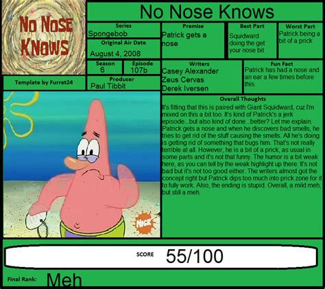 Spongebob Review: No Nose Knows by Spongey444 on DeviantArt